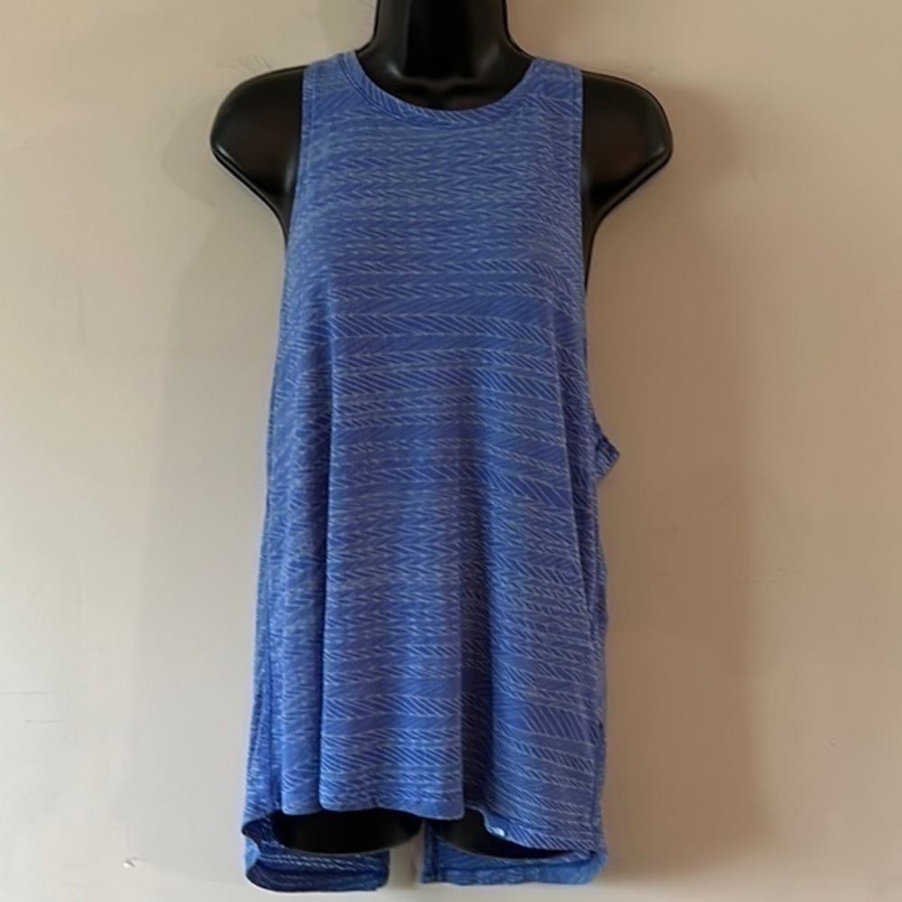 The North Face Open Back Blue Tribal Print Tank Top large EUC